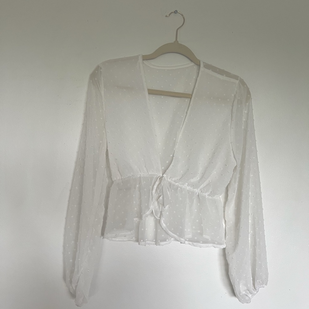 White sheer crop top